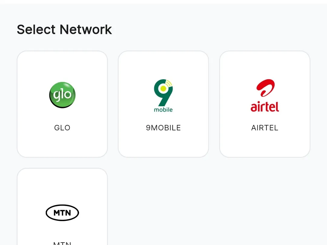 Buying airtime in the ZevPay app: GLO, 9mobile, Airtel, MTN