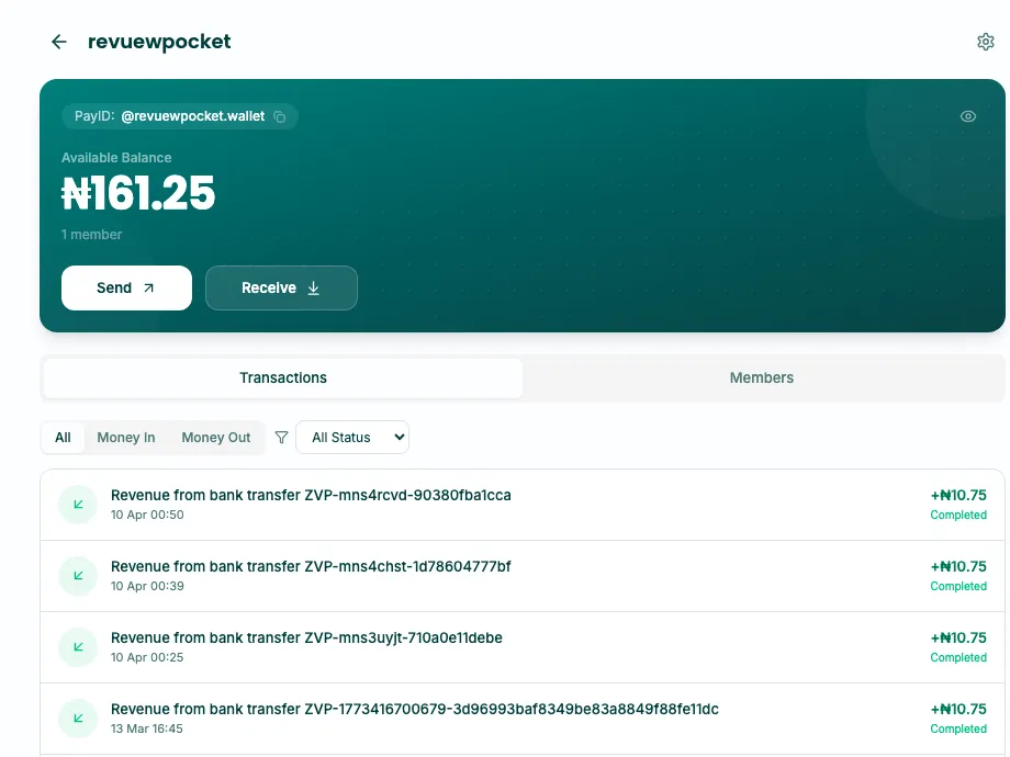 Business wallets in ZevPay